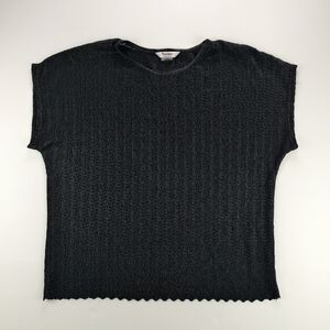 Tan Jay Petite M Black Textured Top Minimal City Chic Minimal Layer Piece